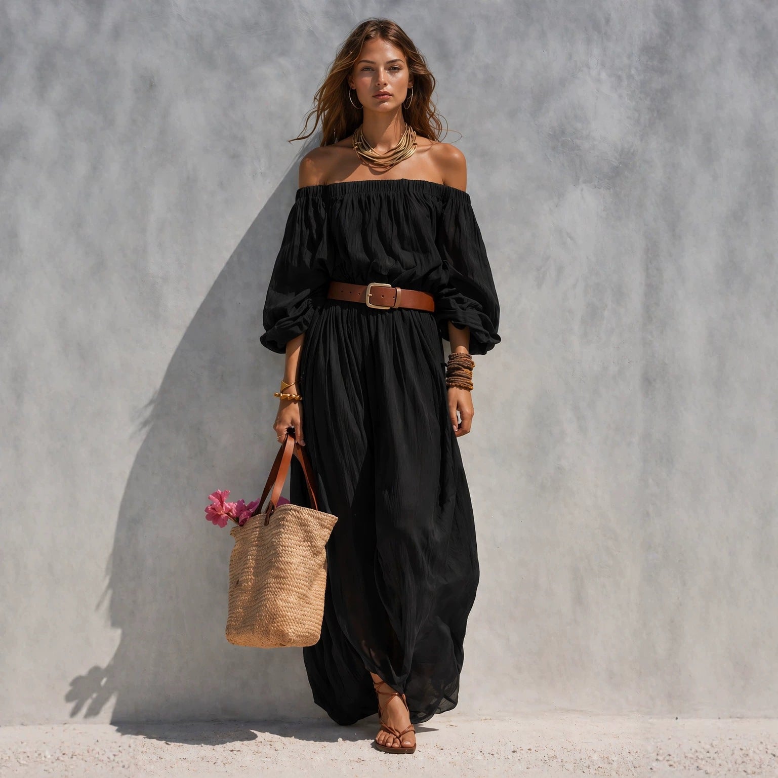 Women's boat-neck sleeveless cotton-linen maxi dress by Plush Fashion Hub, shown in a flowing, lightweight fabric with a relaxed fit.