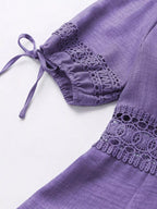 Lace detail V-neck mini dress from Shopimist featuring elegant lace accents and a fitted silhouette.