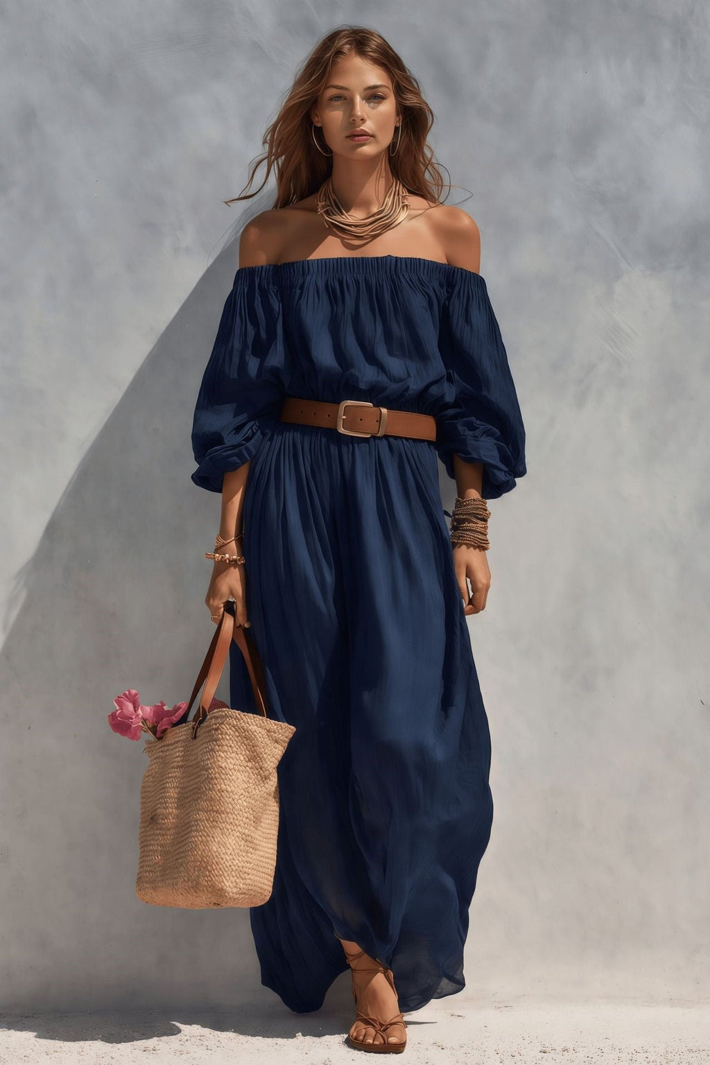 Women's sleeveless cotton-linen maxi dress with boat neck, casual style, in soft neutral tones from Plush Fashion Hub.