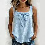 Women's square-neck sleeveless tank top with wide straps, in a casual style by Plush Fashion Hub.