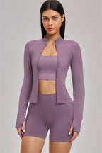 Fitglutes Activewear sports bra, shorts, and bottoms 3-piece set featuring stylish workout clothes for fitness and gym activities.
