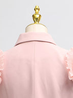 Shopimist frill lapel collar top and pleated skirt set, featuring a stylish collar and elegant pleats, perfect for fashionable outfits.