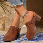 Women's round toe platform slip-on comfort shoes by Trendsi featuring lightweight design and casual daily footwear style.