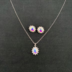 European and American fashion sunflower zircon ear stud necklace set by Plush Fashion Hub, featuring sunflower design and sparkling zircon accents.