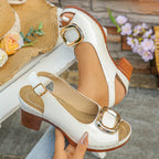 Peep toe block heel sandals by Shopimist featuring open toes and chunky heels, perfect for stylish summer or evening wear.
