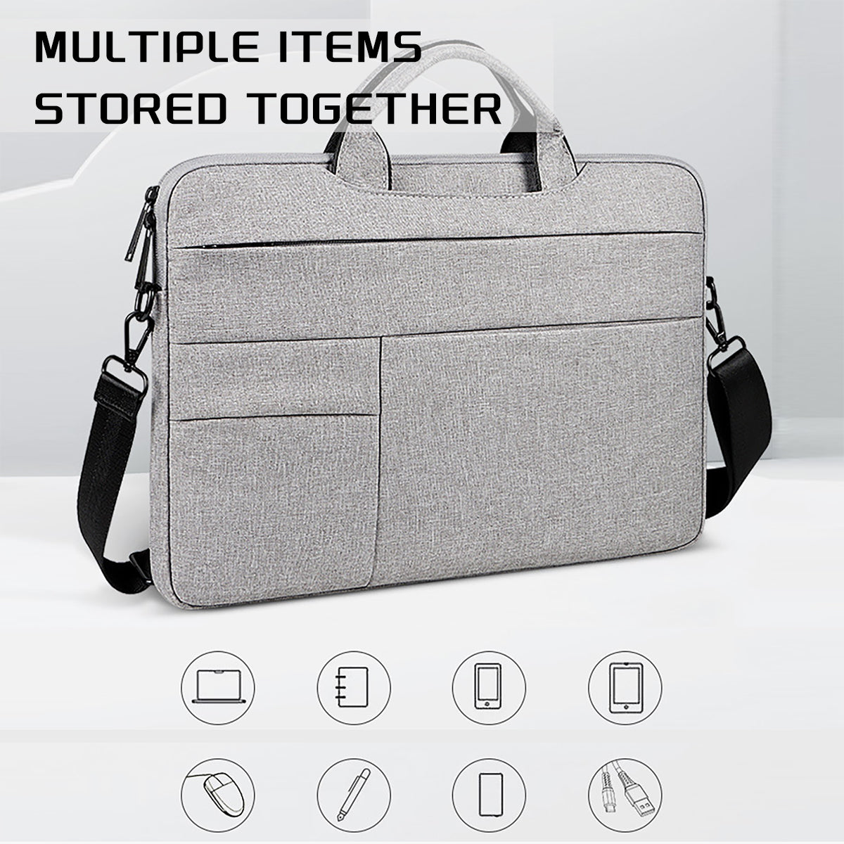 Plush Fashion Hub 13-15.6 inch laptop bag with shoulder strap, carrying case for business, school, or leisure use.