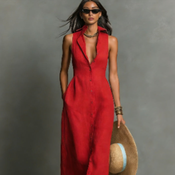 Women's casual polyester midi dress by FitiqueFit, featuring a relaxed fit and stylish design perfect for everyday wear.