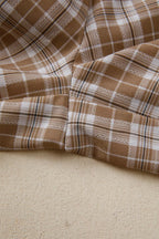 Plaid print casual pants with tie detail by Plush Fashion Hub, featuring a relaxed fit and stylish plaid pattern.