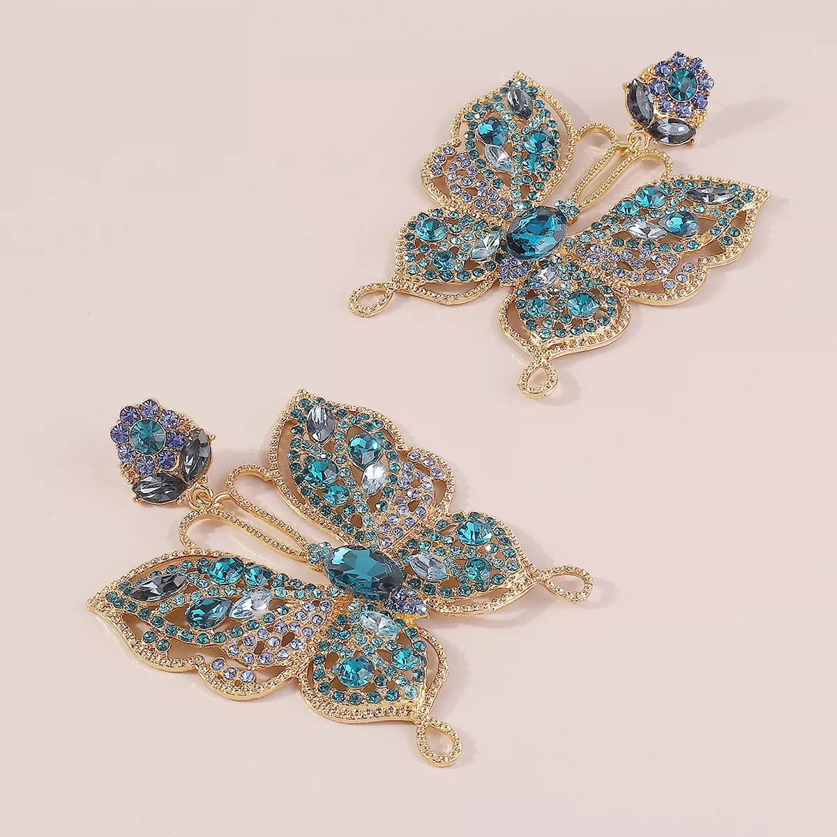 Shopimist butterfly rhinestone dangle earrings with shimmering stones and elegant design, perfect for stylish accessories.