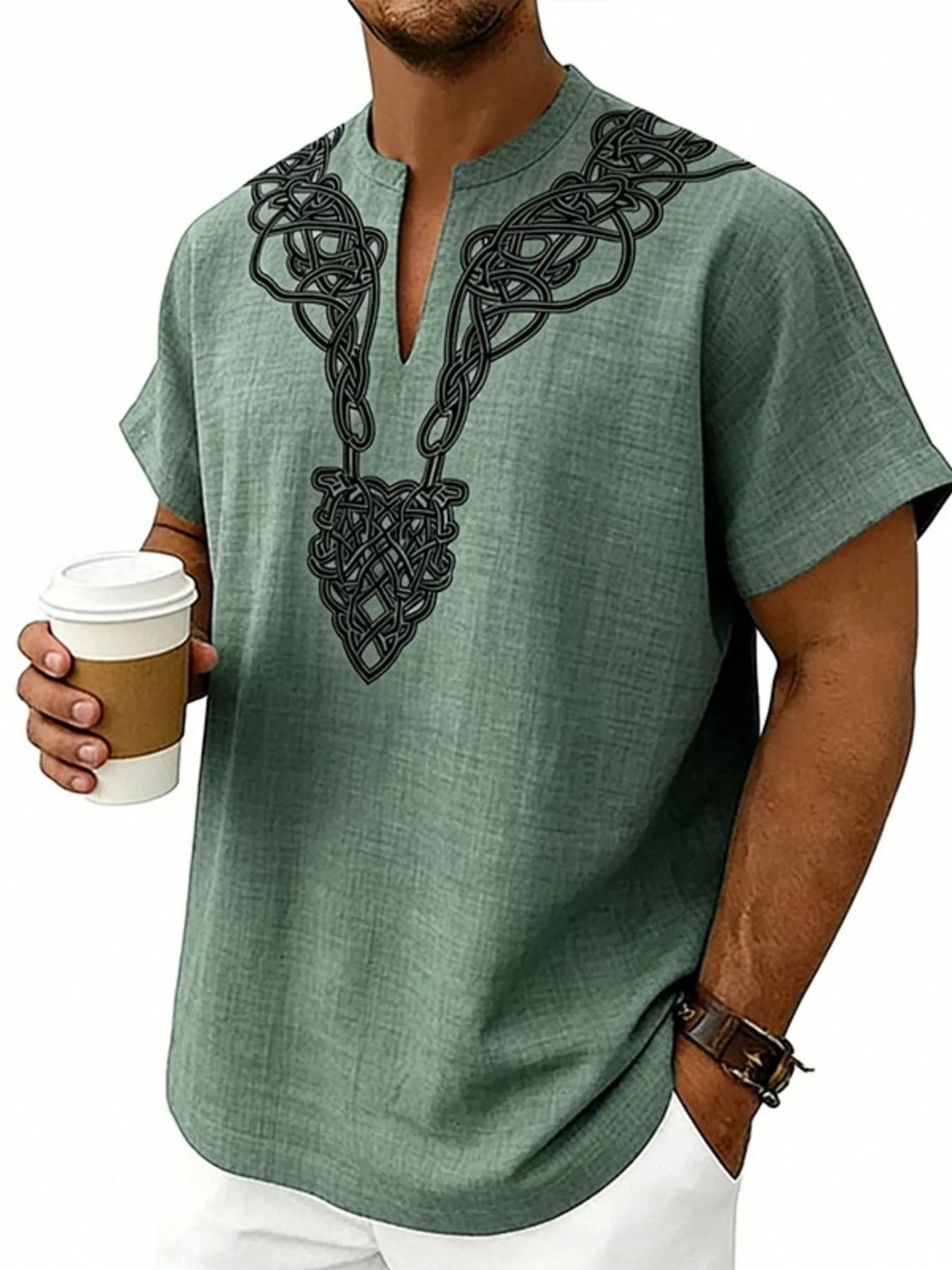 Men's full size printed short sleeve blouse by Plush Fashion Hub featuring a notched collar and vibrant floral pattern.
