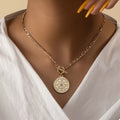 Chain link necklace from Shopimist featuring a vintage coin pendant, showcasing a stylish and unique jewelry accessory.