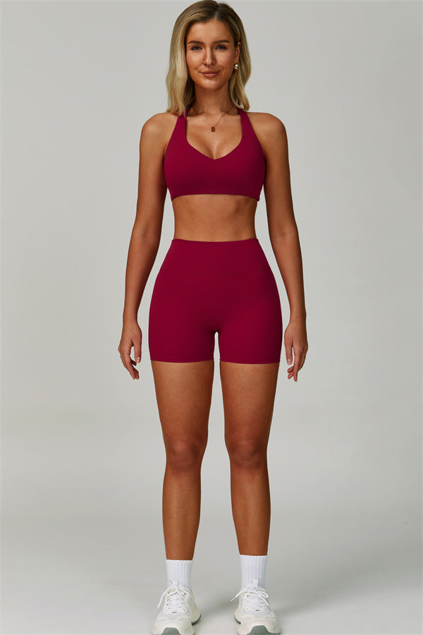 Fitglutes Activewear Seraphine Sports Bra and Shorts 2-piece set, black gymwear with supportive sports bra and matching workout shorts
