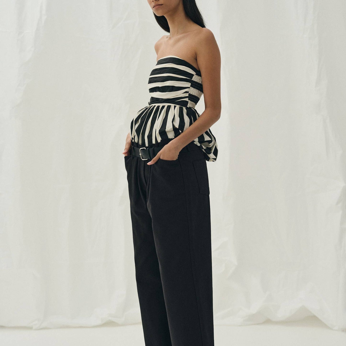 Black & White Striped Bubble Tube Top Pretty Little Patriot