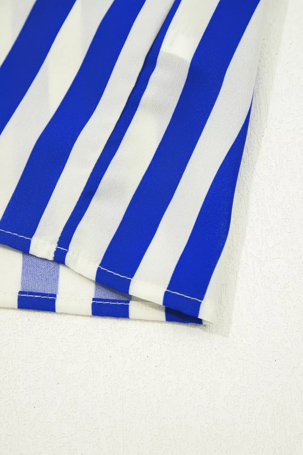 Stripe balloon sleeve loose button-up shirt by Shopimist, featuring vertical stripes and a relaxed fit.