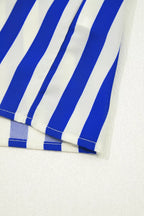 Stripe balloon sleeve loose button-up shirt by Shopimist, featuring vertical stripes and a relaxed fit.