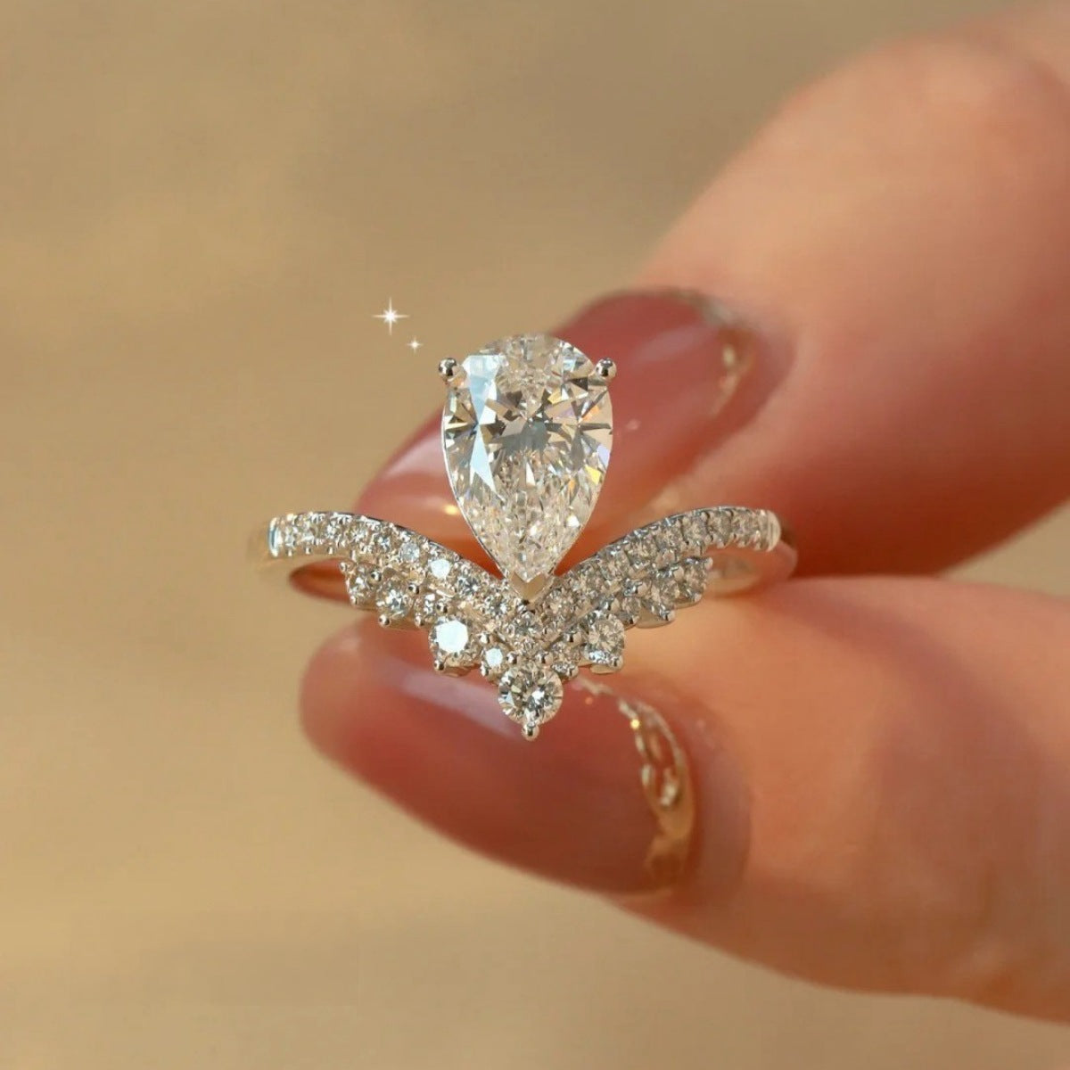 Sterling silver ring with 1.5 carat moissanite gemstone, showcasing a sparkling round cut design on a white background.