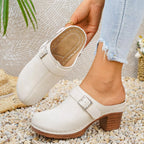 Shopimist round toe block heel sandals with stylish straps and a comfortable chunky heel for casual or dressy wear.