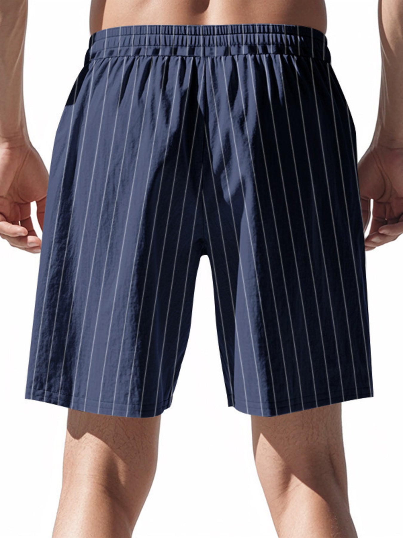 Men's full size striped casual shorts with drawstring waist, plus size, designed for comfort and style by Trendsi.