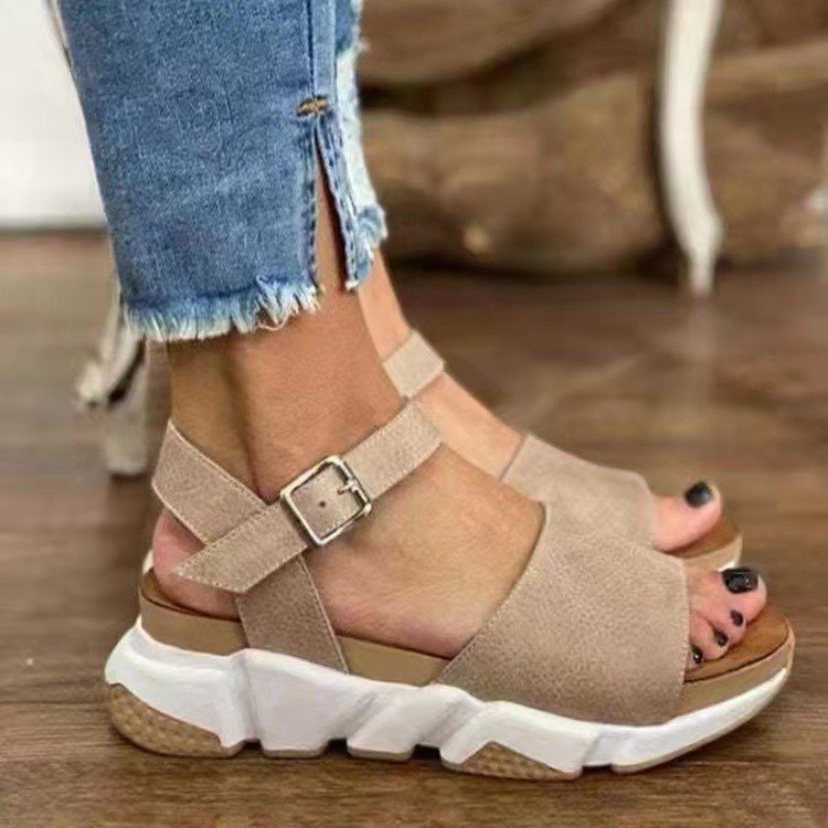 Leopard print platform Roman sandals by Plush Fashion Hub, featuring casual style and comfortable straps.