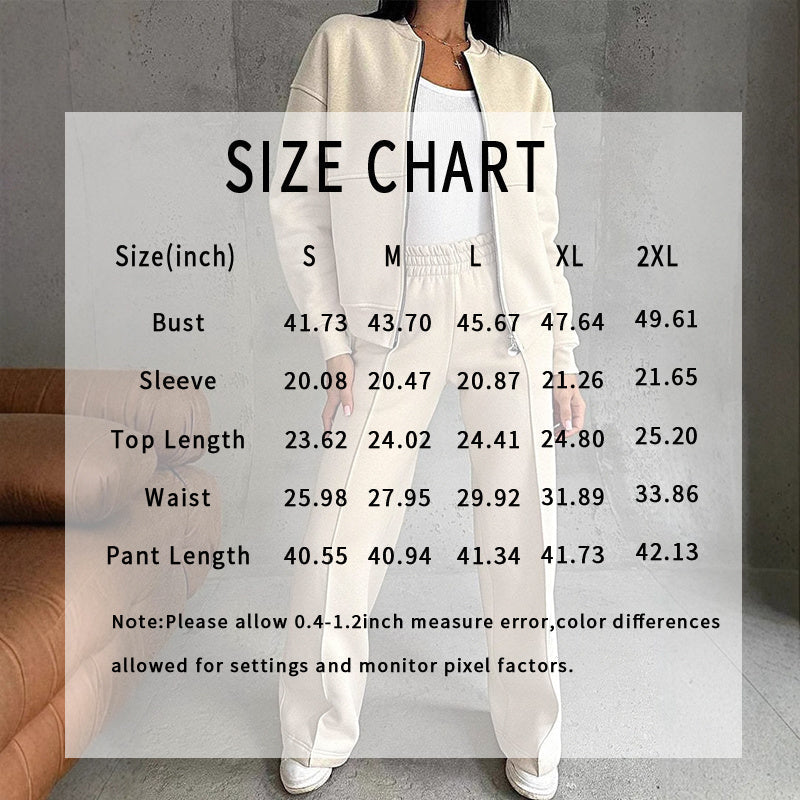 Women’s FitiqueFit 2-piece zip-up sweatsuit set with a casual jacket and wide-leg sweatpants, shown in a comfortable, relaxed fit.