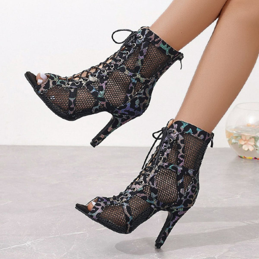 Plush Fashion Hub lace-up high heel sandals with open toe design and slender heels, perfect for stylish summer footwear.