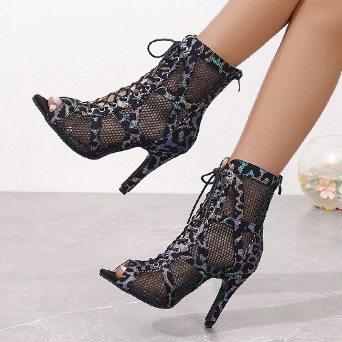 Plush Fashion Hub lace-up high heel sandals with open toe design and slender heels, perfect for stylish summer footwear.