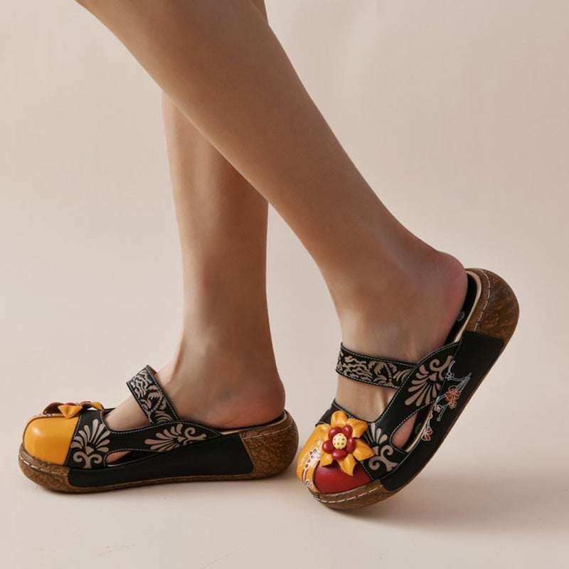 Colorful European and American summer flat toe sandals with thick bottoms and candy-colored design by Plush Fashion Hub.