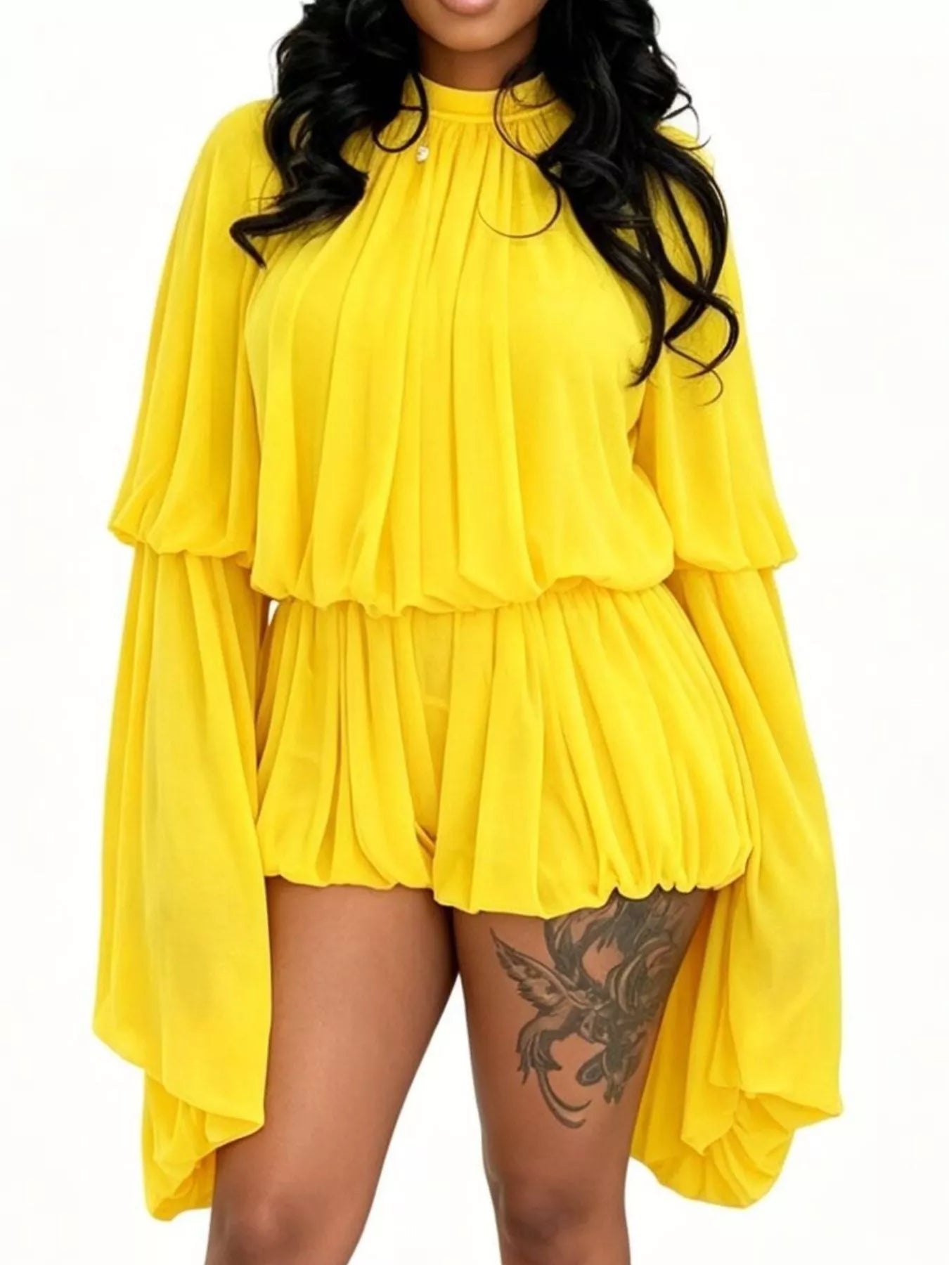 Trendsi pleated long sleeve top and skirt set, featuring a stylish skirt with pleats and long sleeves, displayed on a model.