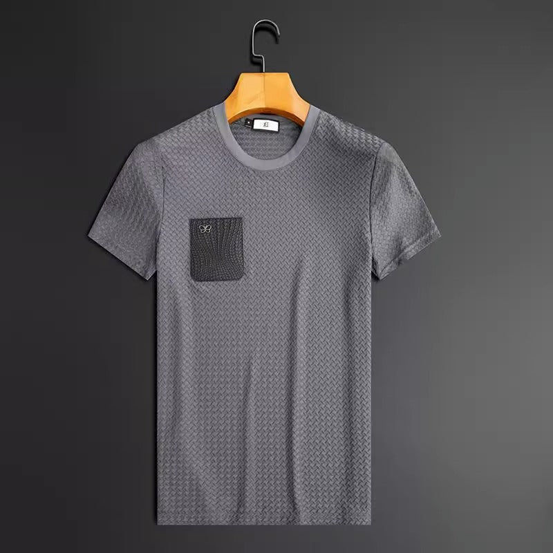 Men's short sleeve slim fit shirt by Plush Fashion Hub, anti-wrinkle flex suit with a sleek, modern design.