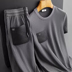 Mens short sleeve slim fit shirt from Plush Fashion Hub with anti-wrinkle flex fabric, stylish and comfortable for everyday wear.