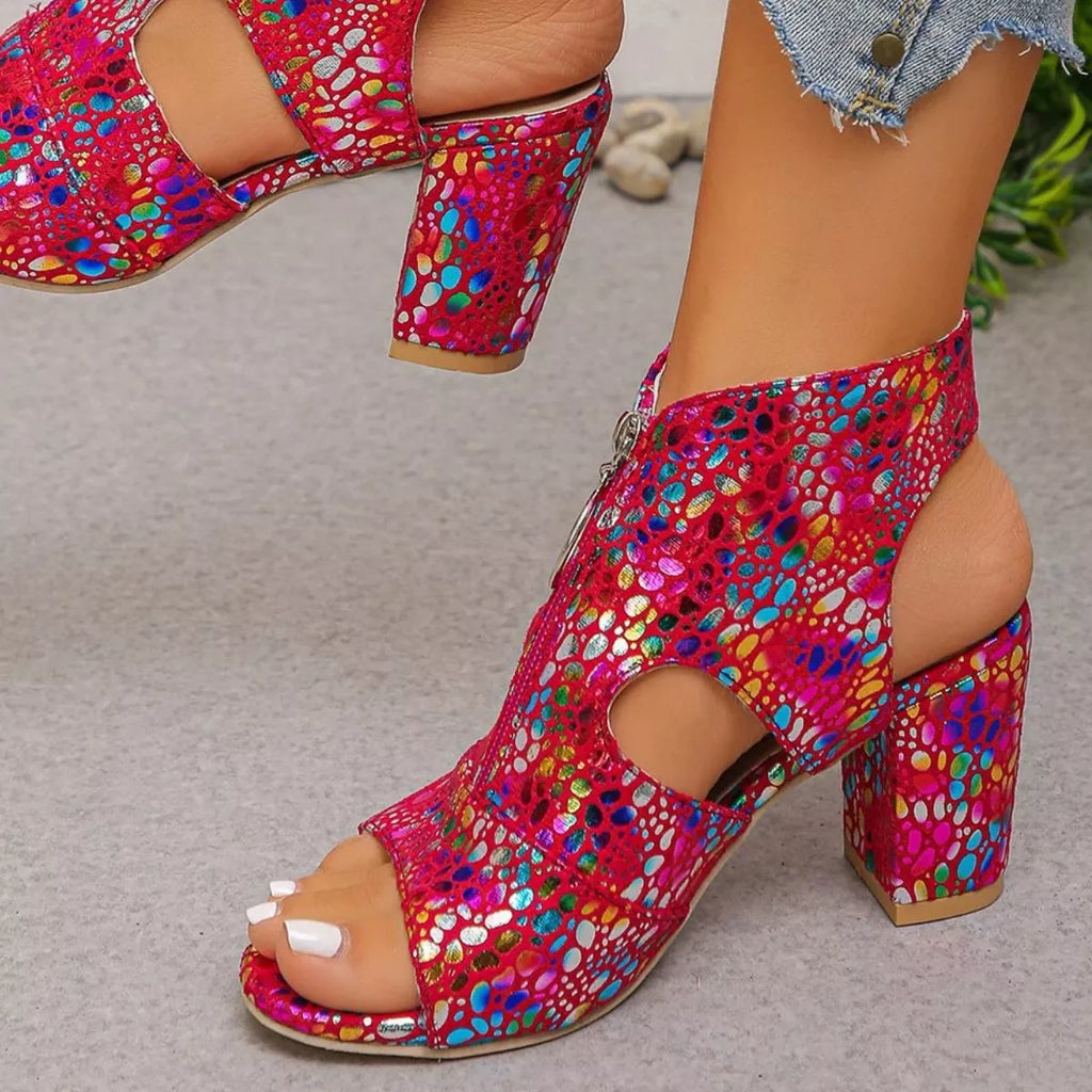 Shopimist open toe block heel sandals featuring stylish design and comfortable chunky heel, perfect for summer footwear.