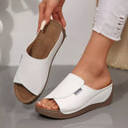 Shopimist open toe wedge sandals with cork heels and ankle straps, perfect for summer casual wear.
