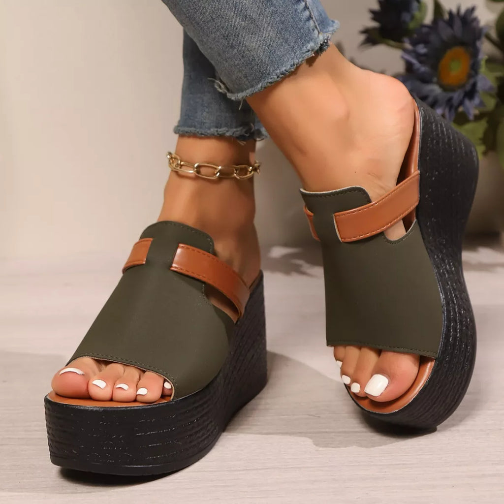 Women's open toe platform wedge sandals by Trendsi featuring stylish high heels and summer-ready design.