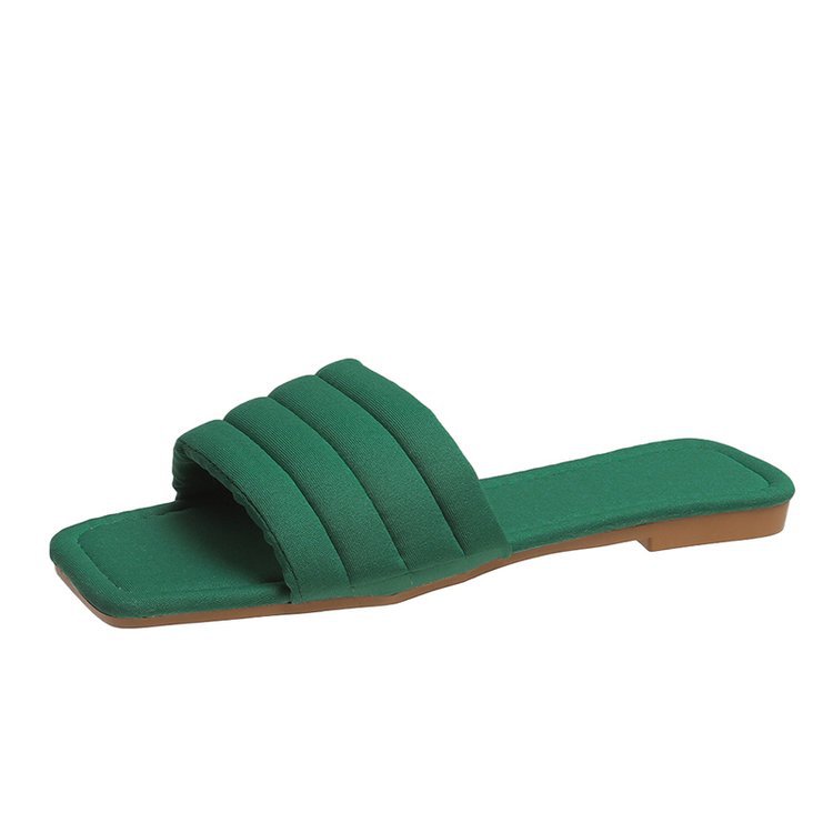 Plush Fashion Hub summer suede square head casual beach sandals with open toe design and comfortable flat sole.