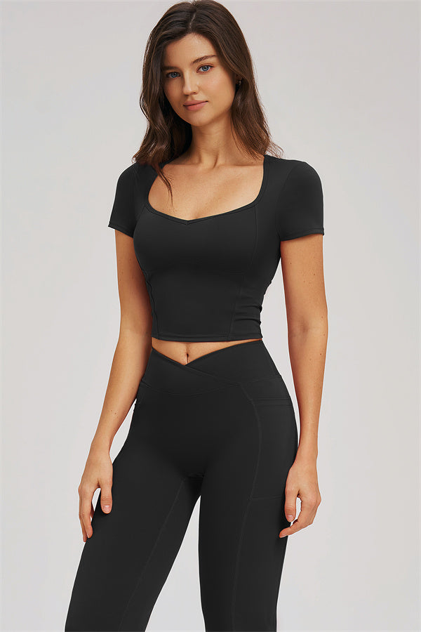 Fitglutes Activewear Sizzle T-shirt and flared leggings 2-piece set, stylish gymwear with comfortable fit and vibrant design.
