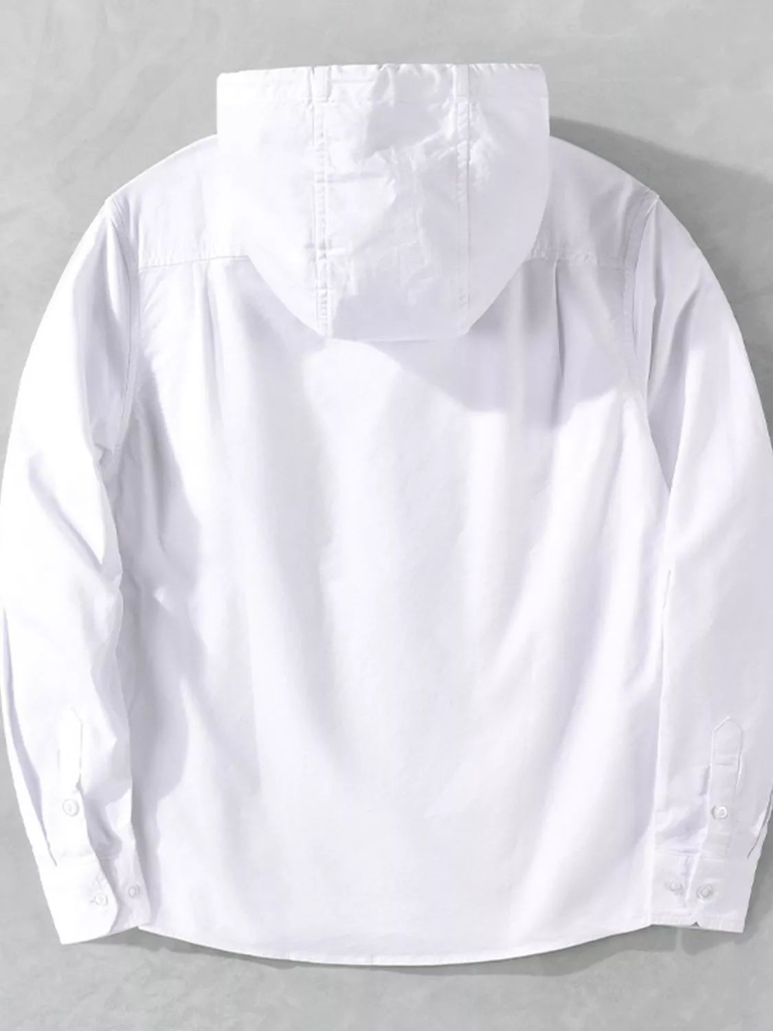 Men's plus size striped trim hooded casual shacket from Shopimist, featuring a stylish striped pattern and comfortable hood.
