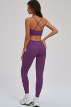 Kinetic Cross Back Sports Bra and Leggings set by Fitglutes Activewear, featuring a stylish cross-back sports bra and matching leggings.