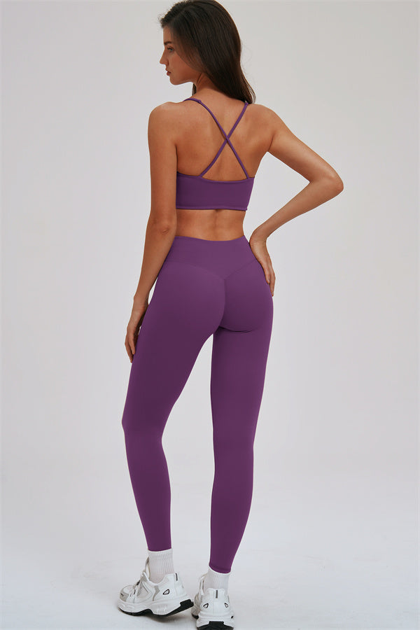 Kinetic Cross Back Sports Bra and Leggings set by Fitglutes Activewear, featuring a stylish cross-back sports bra and matching leggings.