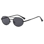 Retro oval metal sunglasses with dual-beam design, UV protection, stylish eyewear by Plush Fashion Hub.