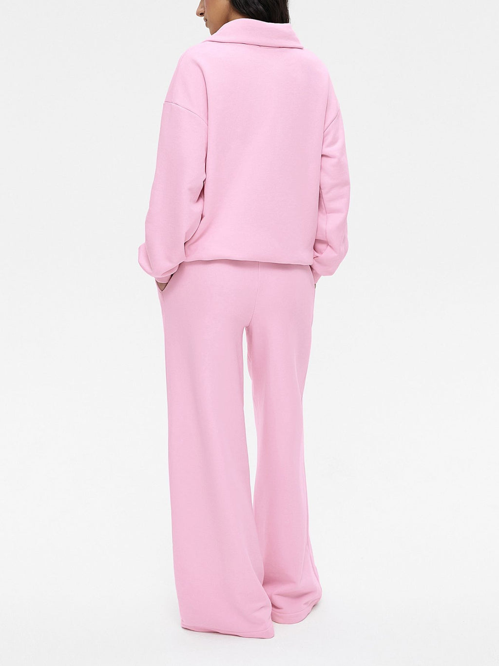 Women's quarter zip long sleeve loungewear set by Trendsi, stylish two-piece tracksuit with comfortable fit and casual design.