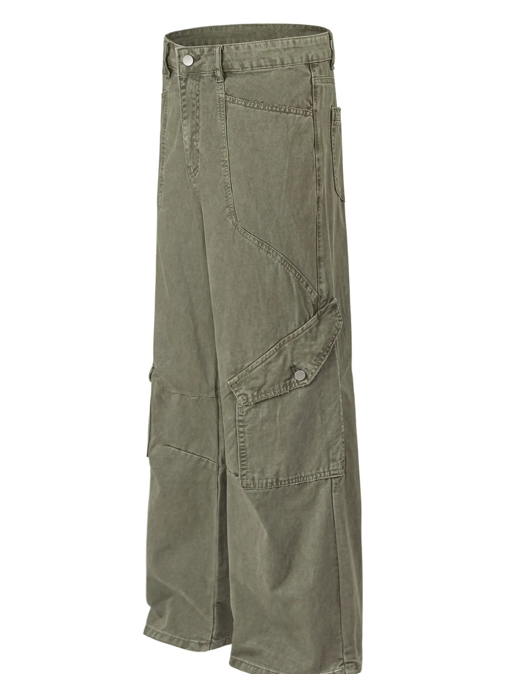 Men's wide leg cargo jeans by Trendsi featuring durable fabric, multiple pockets, and a relaxed fit in a stylish denim design.