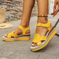Open toe platform sandals by Shopimist with chunky heels and ankle straps, shown in a stylish beige color.