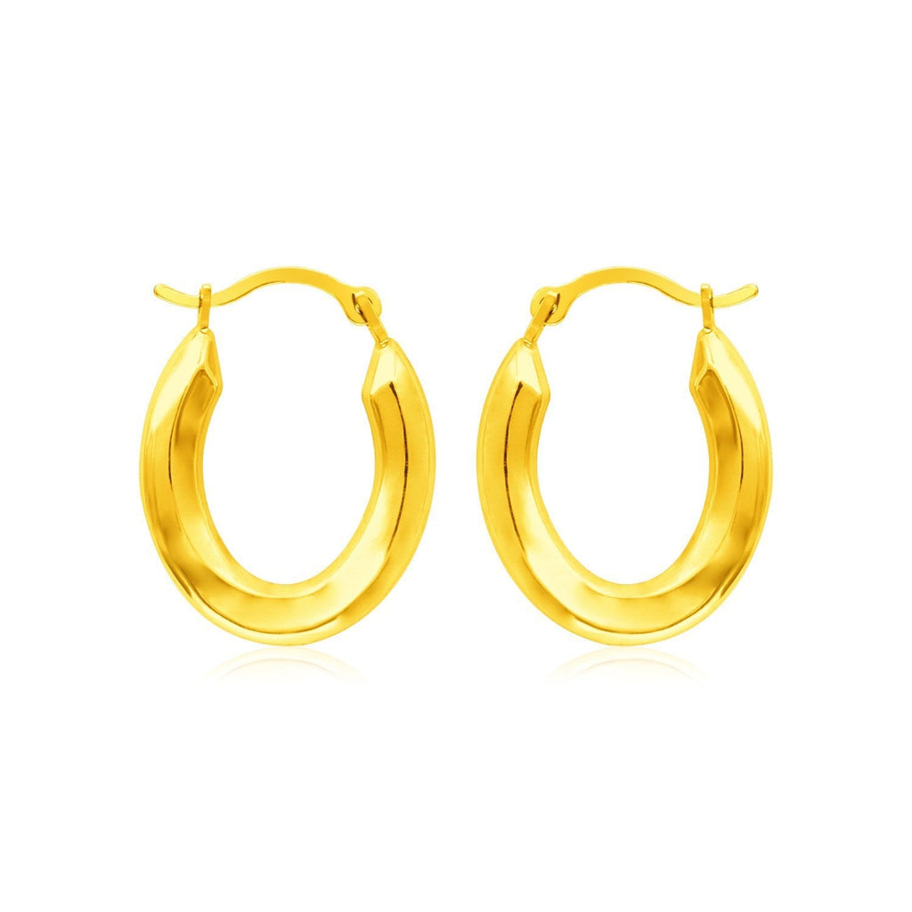 14k yellow gold polished oval hoop earrings with smooth finish, stylish jewelry by Plush Fashion Hub