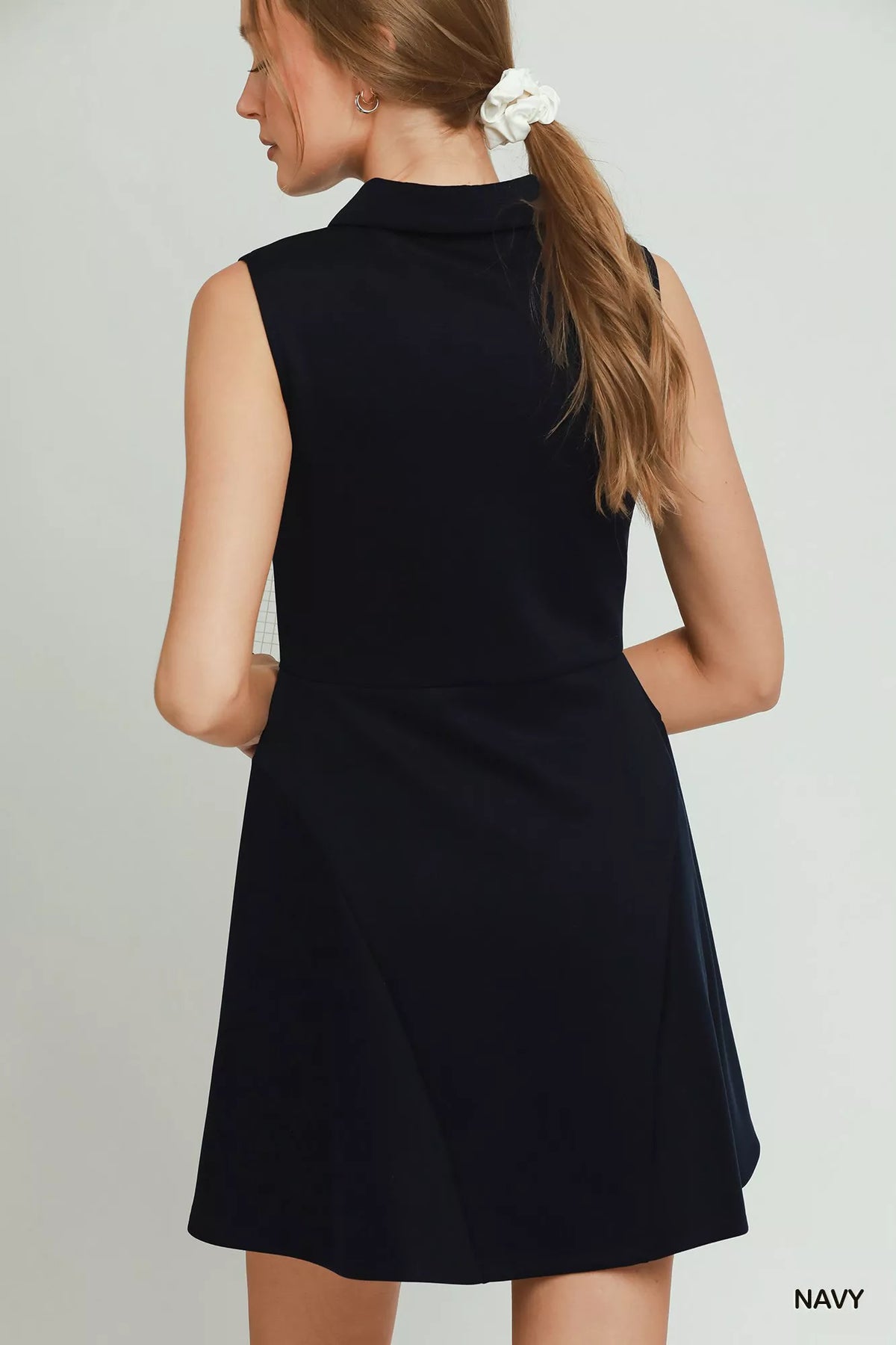 Plush Fashion Hub Umgee collared quarter zip tennis dress, stylish casual dress with collar and quarter zip detail.