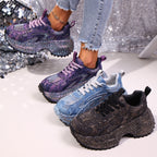 Rhinestone lace-up sneaker sandals by Plush Fashion Hub featuring sparkling rhinestones and casual sandal design.