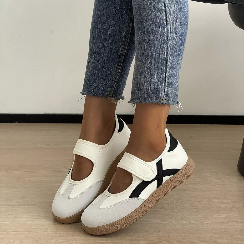 Trendsi round toe slip-on shoes in neutral color, showcasing stylish and comfortable casual footwear for everyday wear.