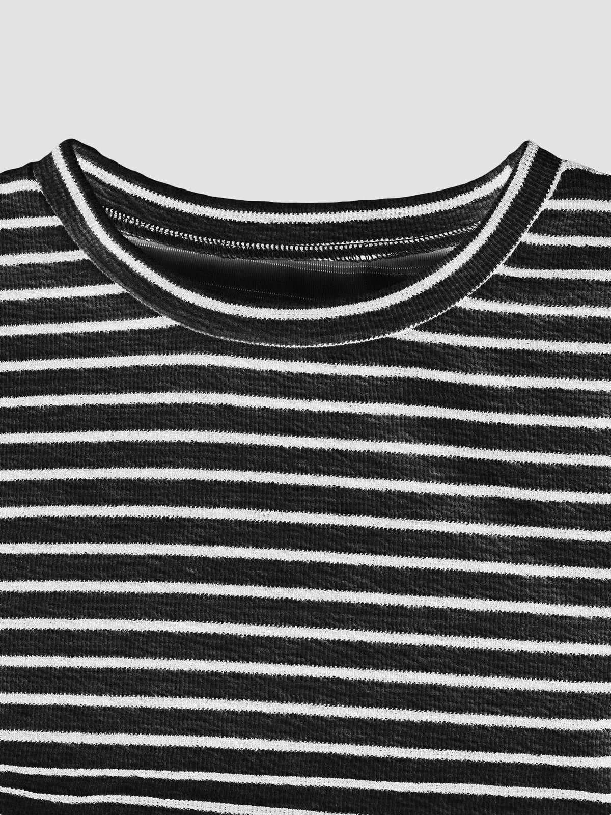Striped crop top and wide-leg pants outfit set by Plush Fashion Hub, casual dress featuring bold horizontal stripes and relaxed fit.