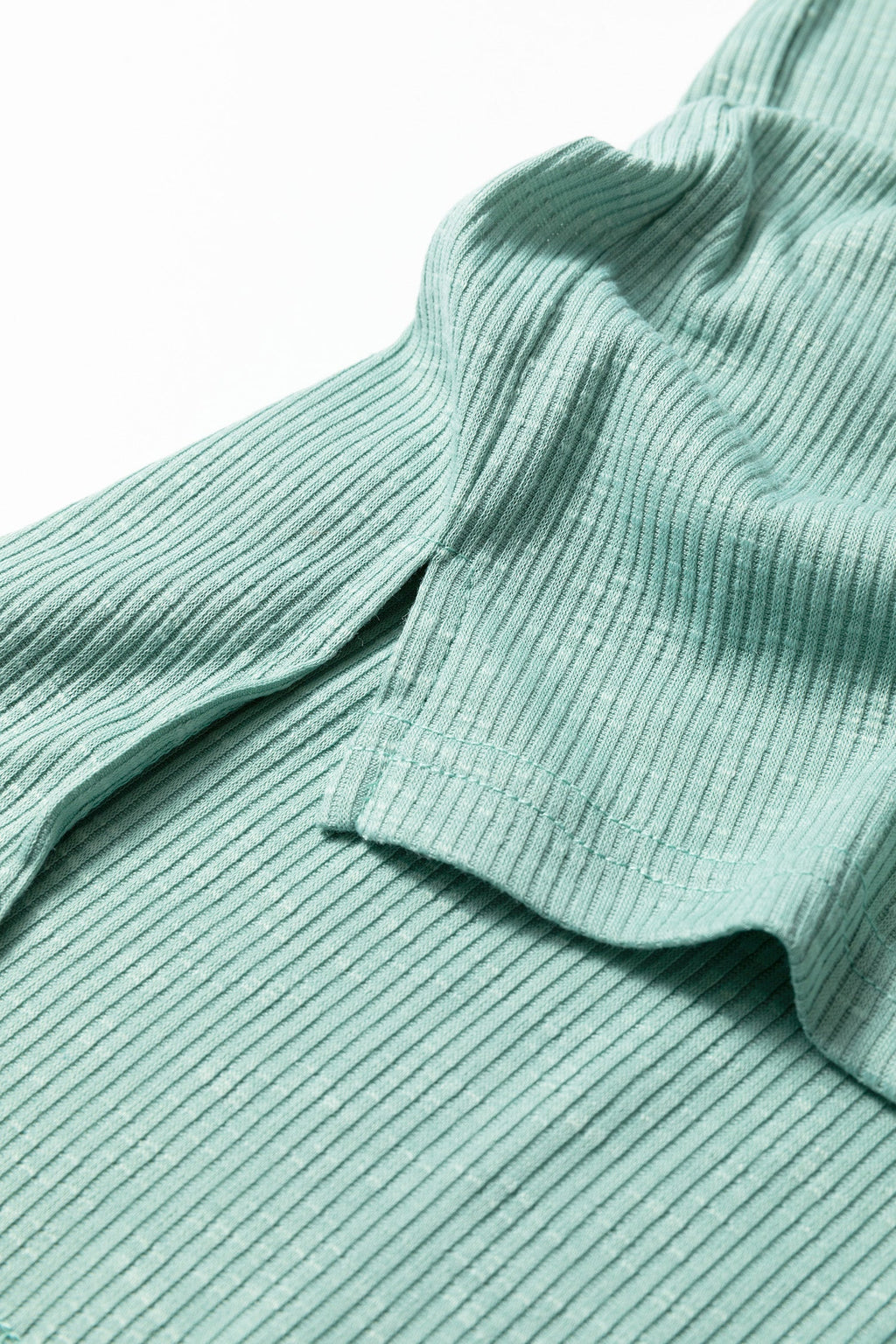 Plus size Mazie Mist ribbed patchwork tee by Threaded Pear, featuring a stylish ribbed fabric and patchwork design.
