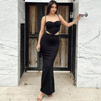 LadyShow women's spaghetti straps chest wrap fashion hip suit, stylish sleeveless top with wrap design and fitted silhouette.