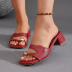Shopimist chunky heel toe ring sandals featuring open toes, stylish straps, and a sturdy block heel for a fashionable summer look.
